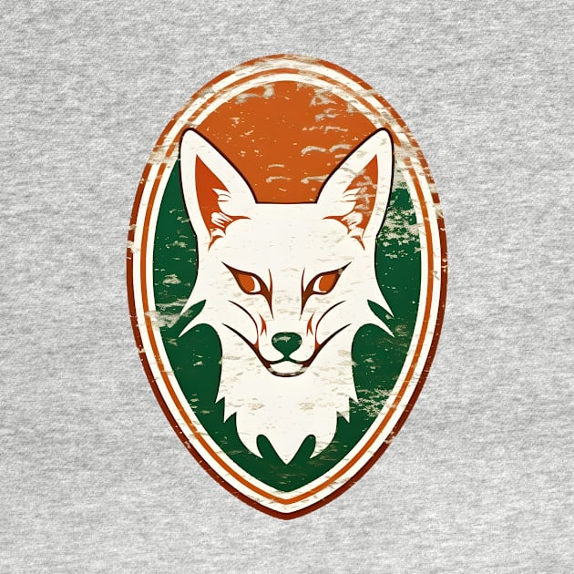 Fox head on a vintage distressed oval crest by Clearmind Arts